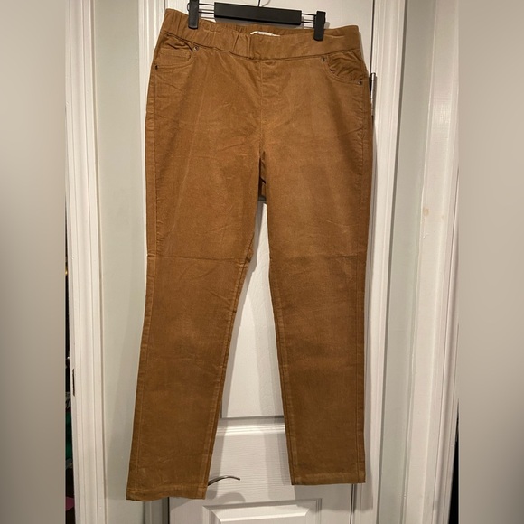 NWOT Serengeti Size 18 Camel Elastic Waist Stretch Corduroy Straight Leg Pants - Picture 1 of 13
